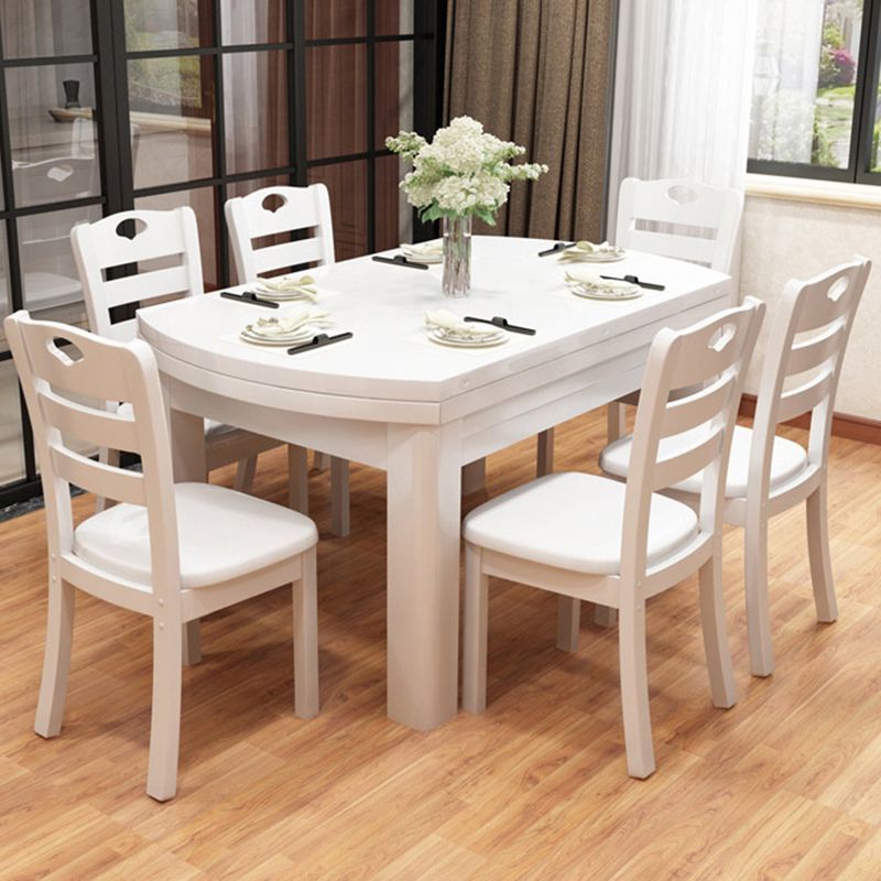 Mesa de comedor de madera con acabado pulido para el hogar, mesa de comedor plegable moderna