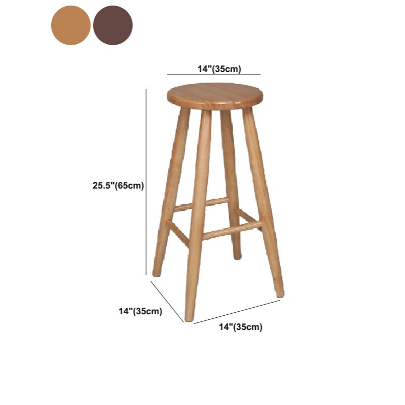 Modern Round Counter Bar Stool Wood Backless Bar Stool with Footrest
