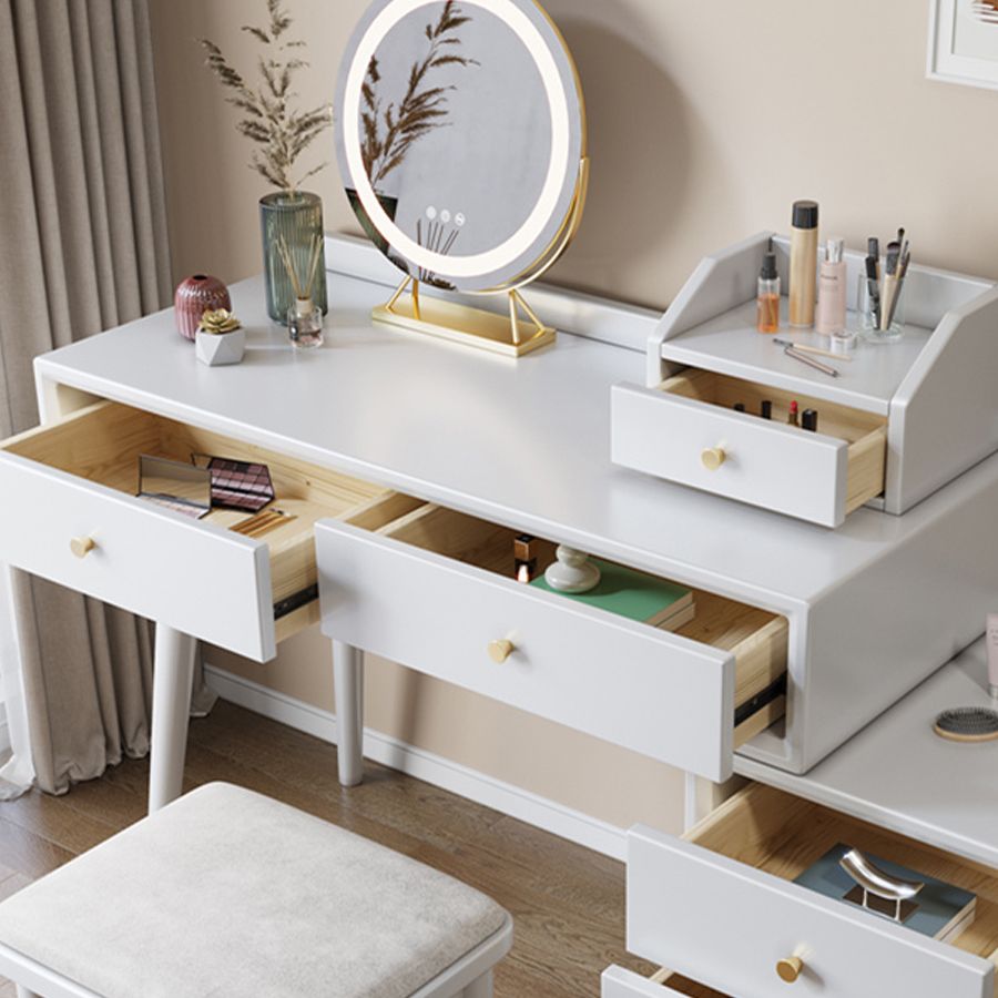 ScandinavianSolid Wood Table Makeup Vanity with Mirror and Drawers