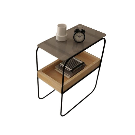 Modern Rectangular Glass Side End Table Sled Side Table with Metal Base Clearhalo 'Coffee & Accent Tables' 'End & Side Tables' 'end_side_tables' 'furn' 'furn_end_side_tables' 'Furniture' 'Living Room Furniture' 1200x1200_1844e346-957b-4a27-8dcd-bb46e7f9efb0