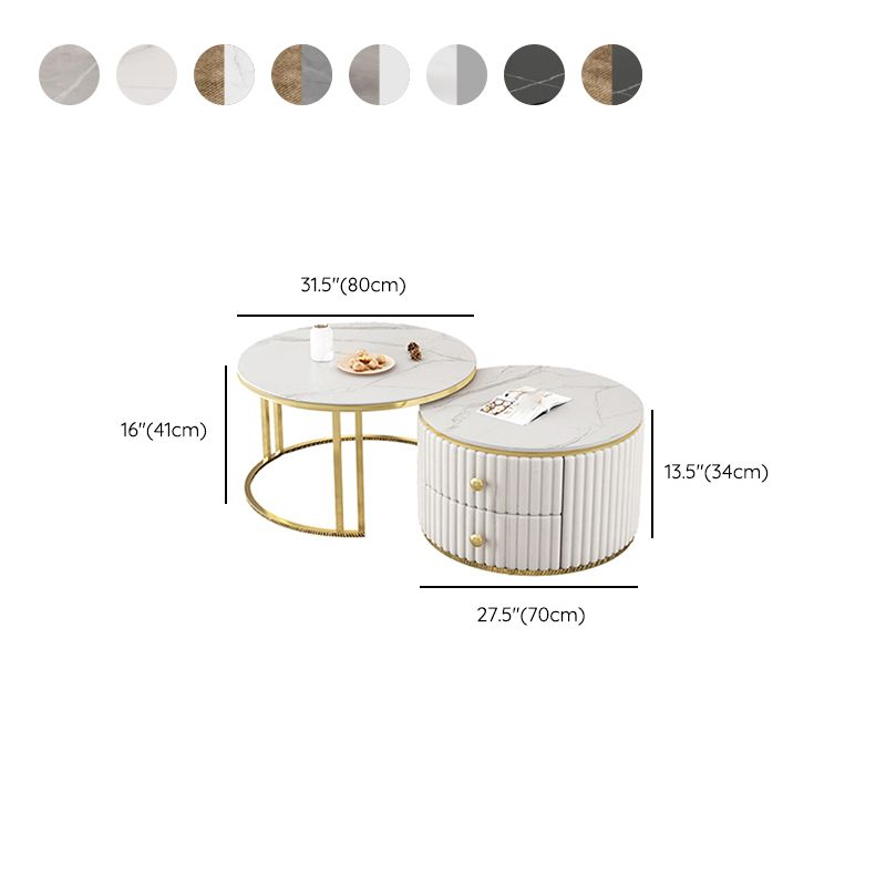 Round Coffee Table Glass Top Nesting Coffee Table Set with Golden Legs Clearhalo 'Coffee & Accent Tables' 'Coffee Tables' 'coffee_tables' 'furn' 'furn_coffee_tables' 'Furniture' 'Living Room Furniture' 1200x1200_1845387a-4ae2-42ef-9041-915ad879c63c