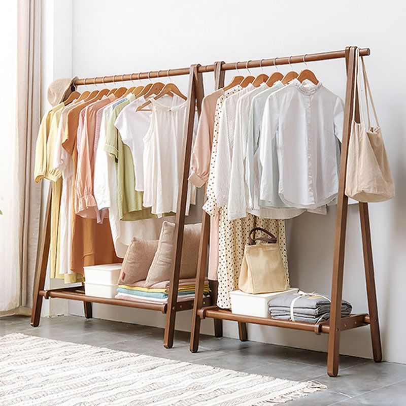 Rack de manteau de style moderne en bois massif en bois de manteau autoportant avec étagère