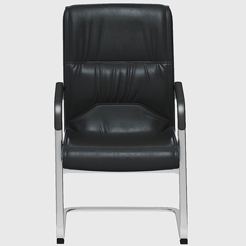 Sedia da ufficio a bracci fissi moderni in pelle senza ruote sedia da scrivania ergonomica