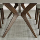 Industrial Style Rectangle Dining Table Sintered Stone Table with Wooden Legs