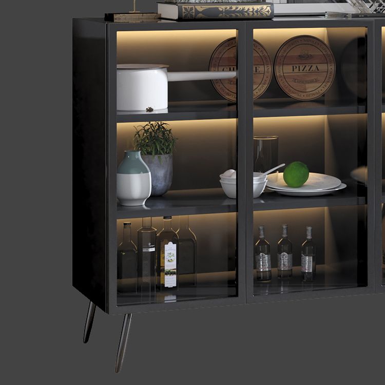 Sala da pranzo server di cucina contemporanea in legno porte in vetro buffet server