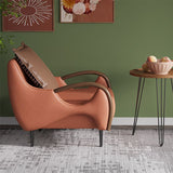 Nordic Style Bonded Leather Square Arms Pillow Back Lounge Accent Chair