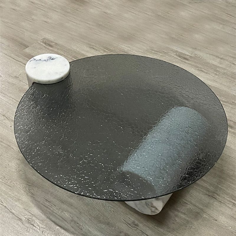 1 table basse moderne simple en verre/marbre, table de cocktail ronde