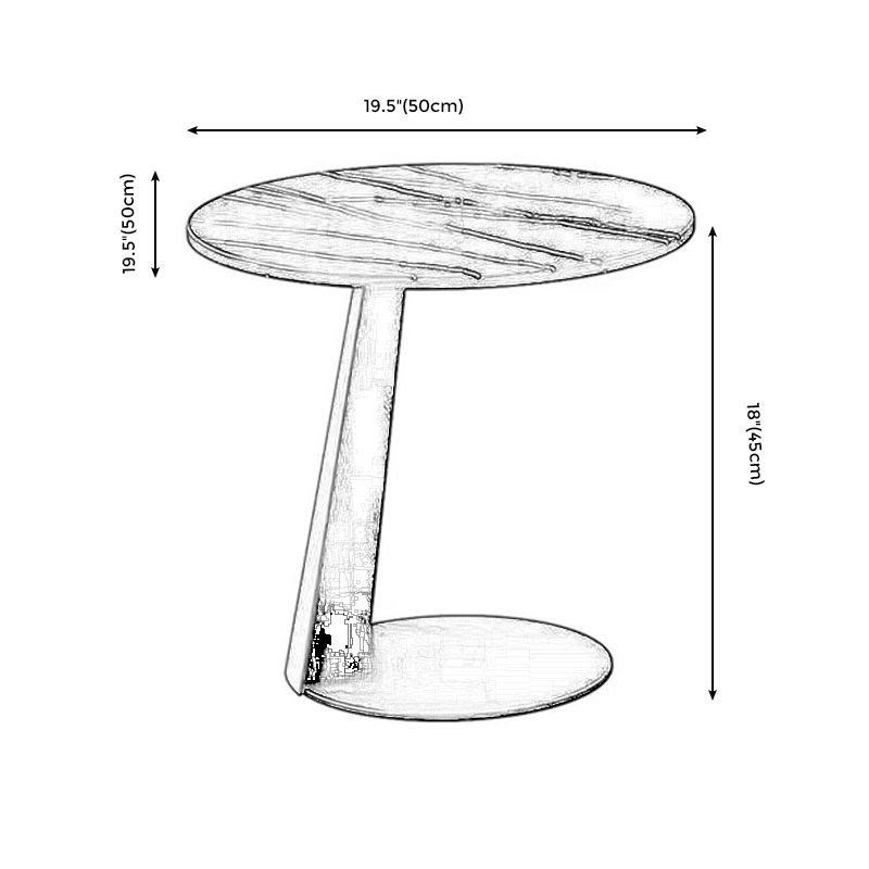 Modern Black and White Coffee Table Round Slate and Metal Table