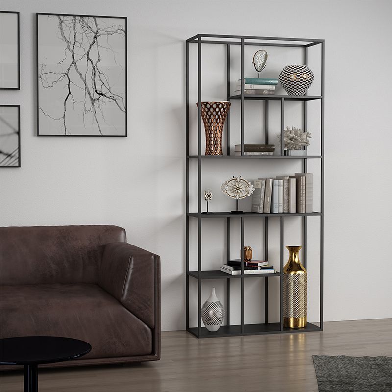 Metal Standard Bookcase Contemporary Style Open Back Bookshelf for Home Office Clearhalo 'Bookcases' 'furn' 'furn_bookcases' 'Furniture' 'Office Furniture' 1200x1200_184d2b4e-afd2-4821-b621-101bf8e587c6
