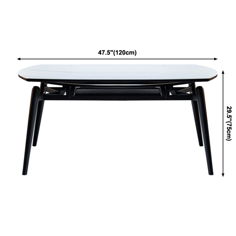 Simplicity Style Round Dining Table Stone Drop-Leaf Dinner Table with 4 Legs Clearhalo ' dining_table' 'Dining Tables & Seating' 'Dining Tables' 'furn' 'furn_dining_table' 'Furniture' 'furniture_dining_table' 'Kitchen & Dining Furniture' 'kitchen&dining_furn' 'kitchen' 'kitchen_dining_table' 1200x1200_184dc565-0f48-4b1d-b7fb-302ca587bae9