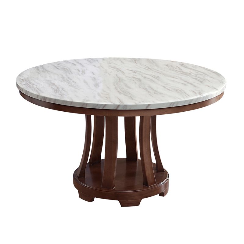 Sintered Stone Dining Table Modern White Convertible Furniture with Pedestal Base for Home