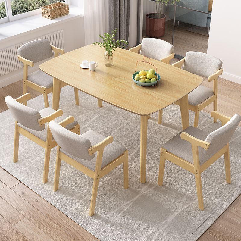 Minimalist Wooden Table Set for 4/6 with Rectangle Table Dining Set for Restaurant Clearhalo 'Dining Room Sets' 'Dining Tables & Seating' 'dining_room_set' 'furn' 'furn_dining_room_set' 'Furniture' 'furniture_dining_room_set' 'Kitchen & Dining Furniture' 'kitchen&dining_furn' 'kitchen' 1200x1200_184de013-cb4e-472e-aede-2d28bc84e48c