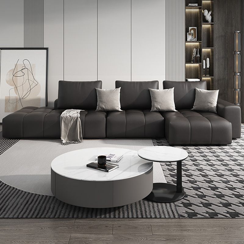 Pain en cuir en faux cuir sectionnelle en section marron / noir 106,29 "Section de largeur