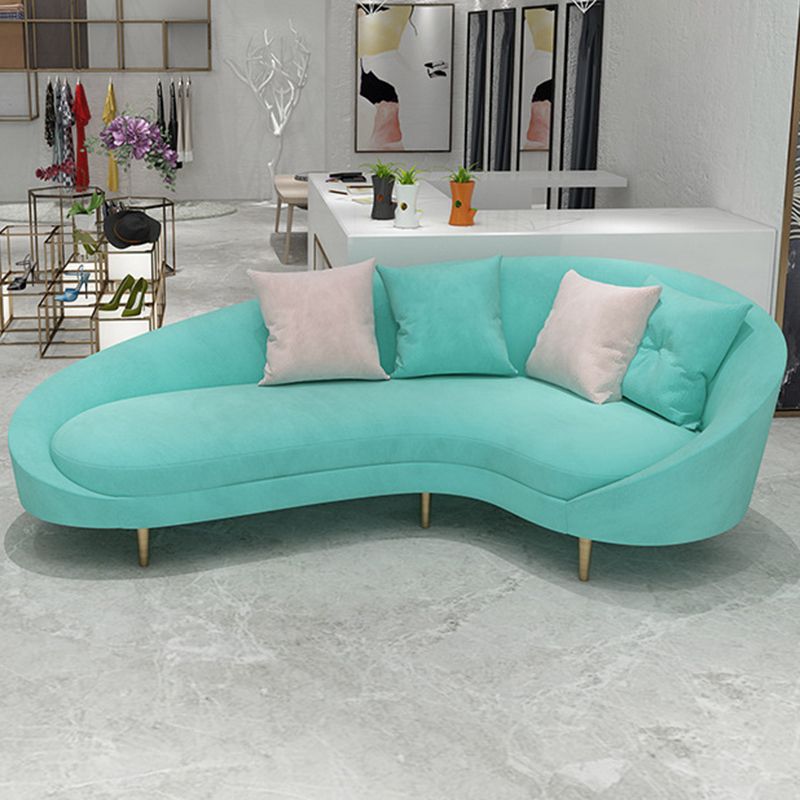 Curved Velvet Sofa Tight Back 33.46 inch High Sloped Arm Sofa Clearhalo 'furn' 'furn_sofas' 'Furniture' 'Living Room Furniture' 'Sofa' 'sofas' 1200x1200_1852ae78-d4fc-4ca0-9b95-b13ec9849768