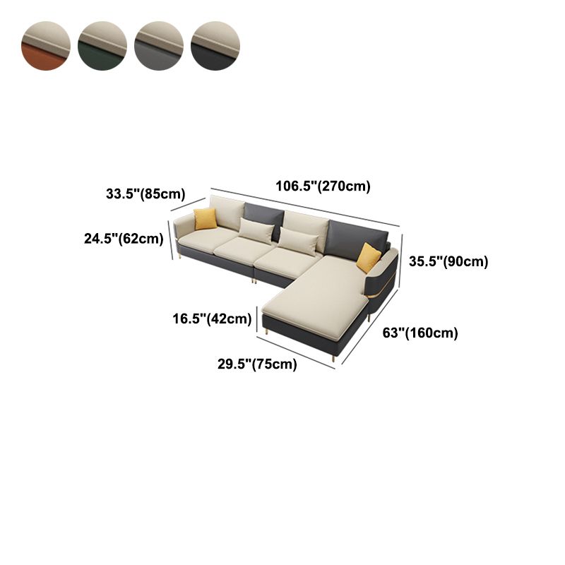 Scandinavian Cream Stationary Slipcovered Faux Leather 4 Seat Sofa