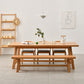 Rectangle Trestle Base Dining Table Medieval Modern Style Pine Wood Table for Kitchen
