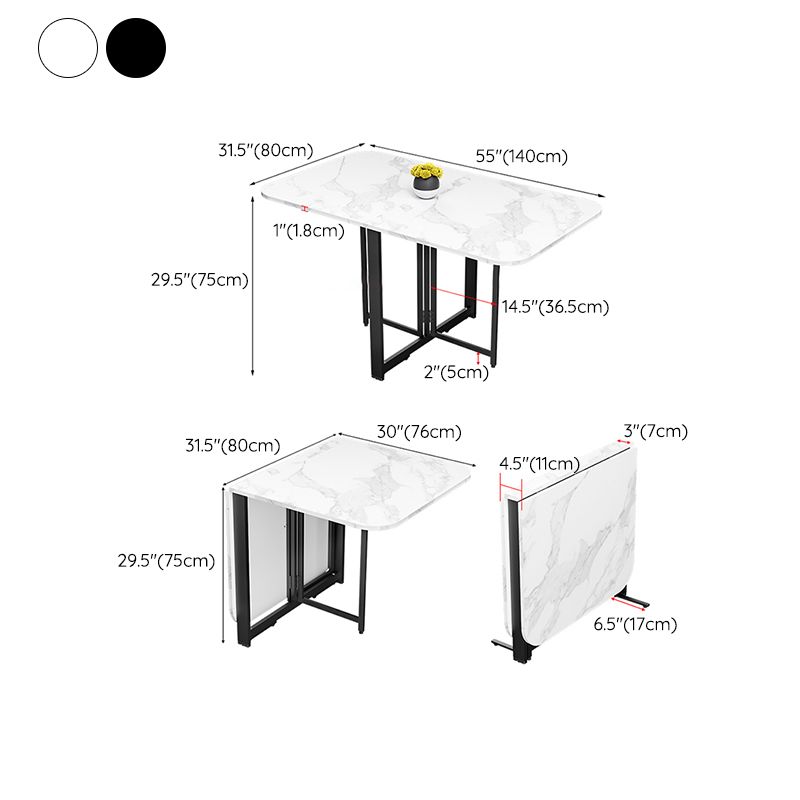 Modern Folding Dining Table Rectangle Wooden Top with Black Metal Base Clearhalo 'Dining Tables & Seating' 'Dining Tables' 'dining_table' 'furn' 'furn_dining_table' 'Furniture' 'Kitchen & Dining Furniture' 1200x1200_18541696-9f47-4400-b3b9-033a19dab5c1