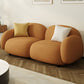 Leather/Wool Modern Curved Sofa 29.52" High Round Arm Seating