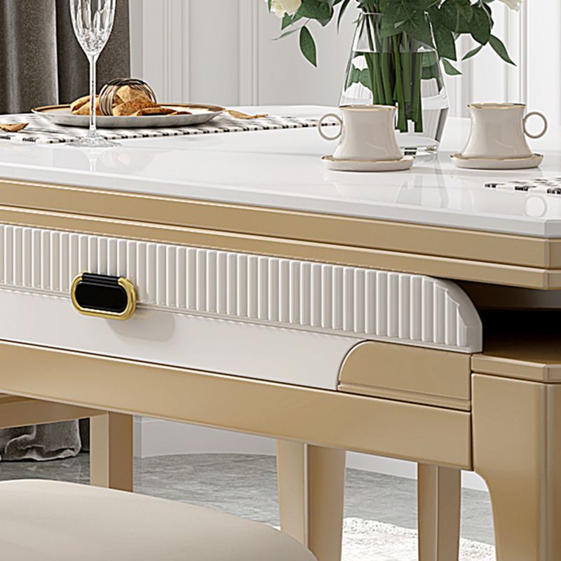 Juego de mesa de comedor de piedra blanca moderna 1/2/5/7 PCS Altura estándar Set de comedor formal