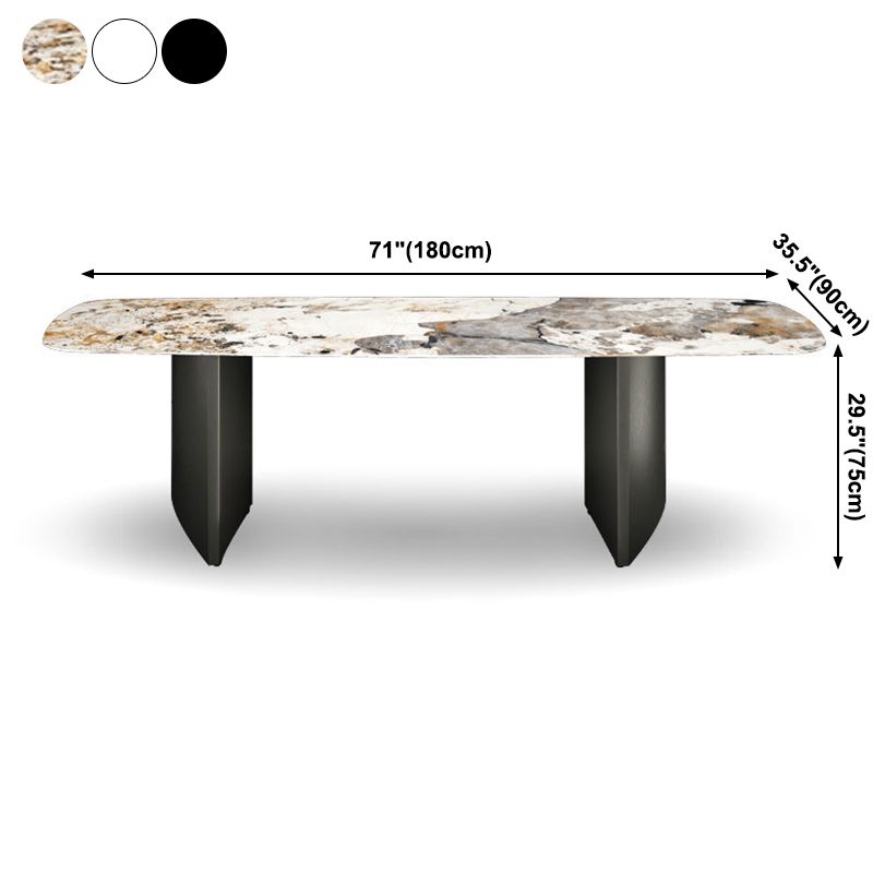 Simplicity Rectangle Dining Room Table Sintered Stone Table with Double Pedestal Clearhalo ' dining_table' 'Dining Tables & Seating' 'Dining Tables' 'furn' 'furn_dining_table' 'Furniture' 'furniture_dining_table' 'Kitchen & Dining Furniture' 'kitchen&dining_furn' 'kitchen' 'kitchen_dining_table' 1200x1200_1857f916-2117-468b-846b-97bb5bc67b16