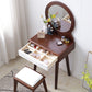 15.74" Wide Solid Wood Dresser 1-Drawer Vanity Table with Stool and Mirror