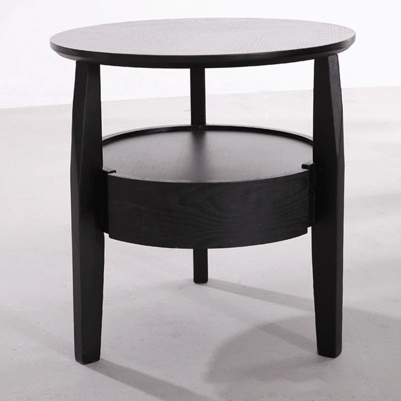Modernistic Living Room Round 1-Drawer 3 Legs Solid Wood End Table