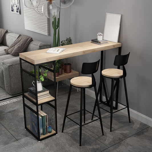 Industrial Solid Wood Top Counter Table 42-inch Height Table for Living Room Clearhalo 'Bar Furniture' 'Bar Tables' 'bar_tables' 'furn' 'furn_bar_tables' 'Furniture' 'furniture_bar_tables' 'Kitchen & Dining Furniture' 1200x1200_185c3596-7cb6-4a02-8563-ef49a1d65000