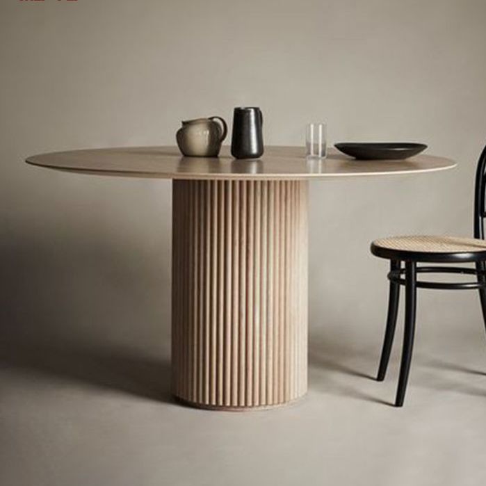 Round Shape Wood Color Dining Table Solid Wood Table Contemporary with Pedestal Clearhalo ' dining_table' 'Dining Tables & Seating' 'Dining Tables' 'furn' 'furn_dining_table' 'Furniture' 'furniture_dining_table' 'Kitchen & Dining Furniture' 'kitchen&dining_furn' 'kitchen' 'kitchen_dining_table' 1200x1200_185d1fe1-add2-470a-bae1-5b80840b2c96