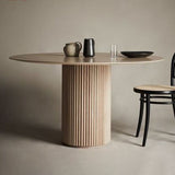 Round Shape Wood Color Dining Table Solid Wood Table Contemporary with Pedestal Clearhalo ' dining_table' 'Dining Tables & Seating' 'Dining Tables' 'furn' 'furn_dining_table' 'Furniture' 'furniture_dining_table' 'Kitchen & Dining Furniture' 'kitchen&dining_furn' 'kitchen' 'kitchen_dining_table' 1200x1200_185d1fe1-add2-470a-bae1-5b80840b2c96