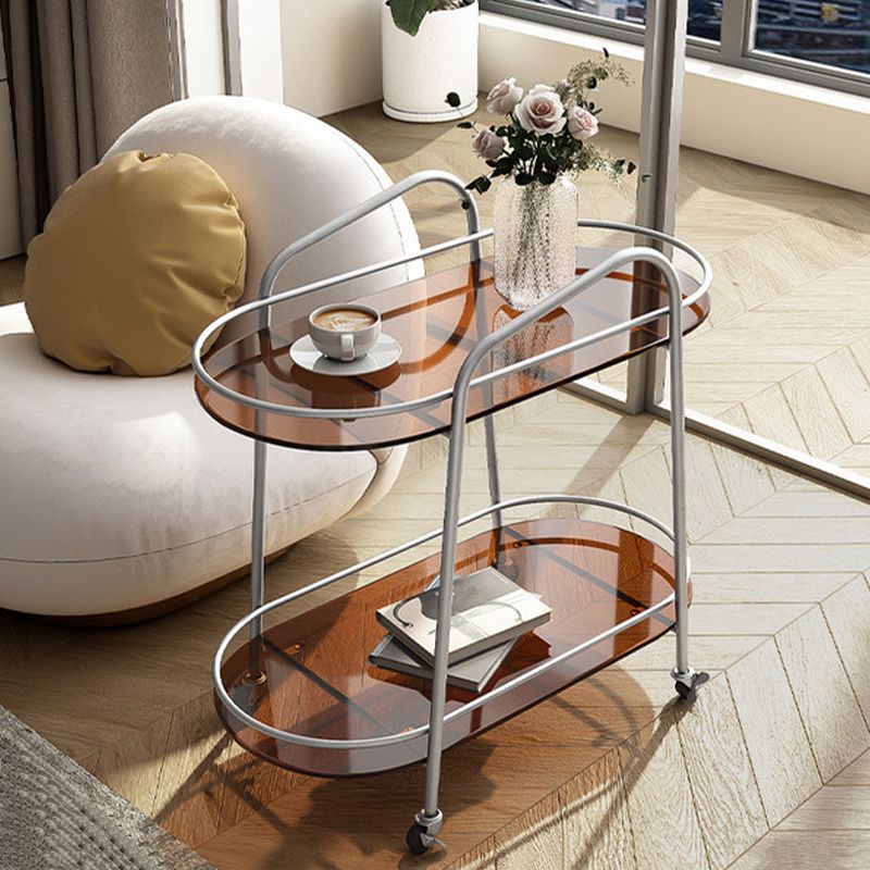 Modern 2-Tier Corner Table 4 Legs Oval Side End Table with Storage Clearhalo 'Coffee & Accent Tables' 'End & Side Tables' 'end_side_tables' 'furn' 'furn_end_side_tables' 'Furniture' 'Living Room Furniture' 1200x1200_185df9a8-9d94-4446-9ae7-b8204b54832e