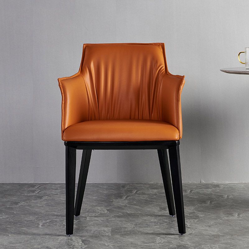 Moderne stijl armstoel faux lederen stevige achterste eetkamerstoel voor binnen
