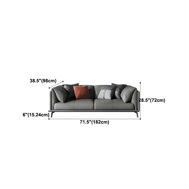 Genuine Leather Pillow Top Arm Sectional Sofa 28.35"High Cushion Back Sofa for Living Room Clearhalo 'furn' 'furn_sectionals' 'Furniture' 'Living Room Furniture' 'Sectionals' 1200x1200_18624823-2b7a-44d5-b714-5bed8b791d8a
