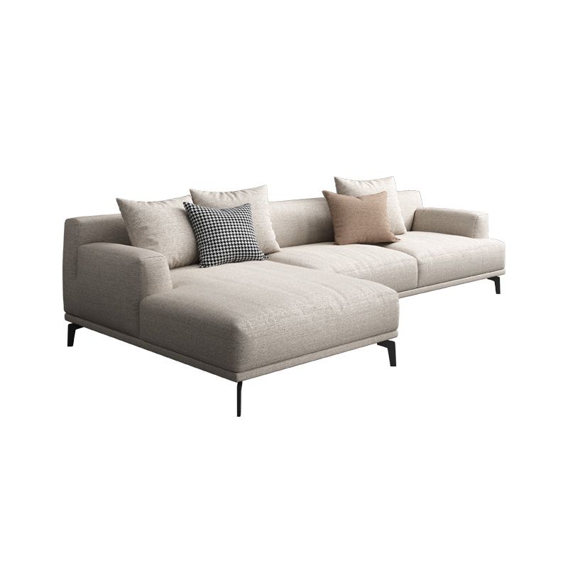 Faux Leather and Cotton Blend Recessed Arm Furniture Sectionals in Beige Clearhalo 'furn' 'furn_sectionals' 'Furniture' 'Living Room Furniture' 'Sectionals' 1200x1200_1862b14c-f570-40db-98ca-6b829ca3f170