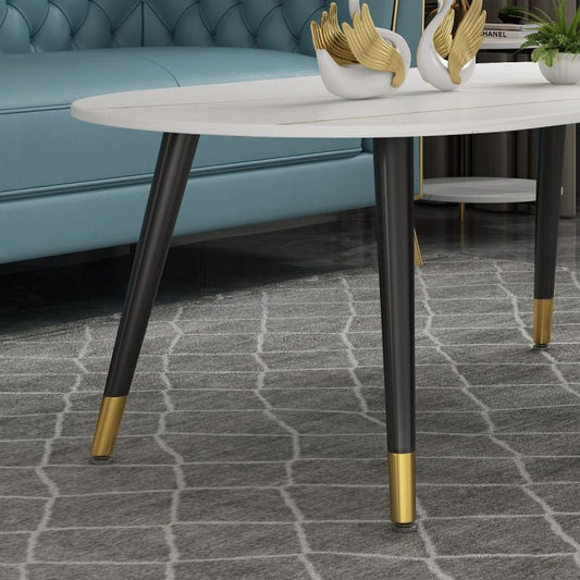 18.8" Tall Modern Ironcraft 4 Legs Black/white Slate Top Coffee Table Clearhalo 'Coffee & Accent Tables' 'Coffee Tables' 'coffee_tables' 'furn' 'furn_coffee_tables' 'Furniture' 'furniture_coffee_tables' 'Living Room Furniture' 1200x1200_18673426-5fec-40c8-bd65-d5e2df063977