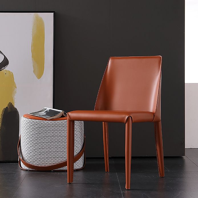 Leather Contemporary Style Chair Home Side Dining Room Chair with Metal Legs Clearhalo ' kitchen&dining_furn' 'Dining Chairs' 'Dining Tables & Seating' 'dining_chair' 'furn' 'furn_dining_chair' 'Furniture' 'furniture_dining_chair' 'Kitchen & Dining Furniture' 'kitchen' 1200x1200_18679975-b080-47f1-b68b-f84b89550dfc