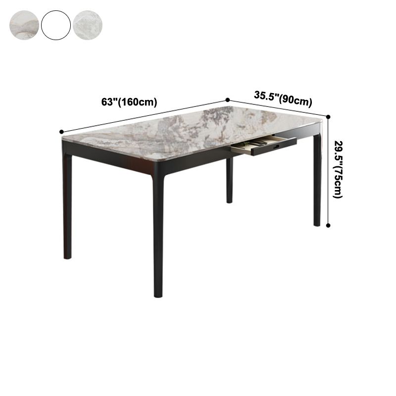 Rectangle Three-Color Dining Table Sintered Stone Table Vintage with Drawer Clearhalo ' dining_table' 'Dining Tables & Seating' 'Dining Tables' 'furn' 'furn_dining_table' 'Furniture' 'furniture_dining_table' 'Kitchen & Dining Furniture' 'kitchen&dining_furn' 'kitchen' 'kitchen_dining_table' 1200x1200_18680991-4c33-474b-b1aa-39add4b50962