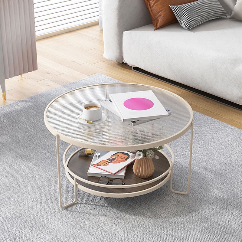 Tavolino moderno a tavolino singolo in vetro con scaffale