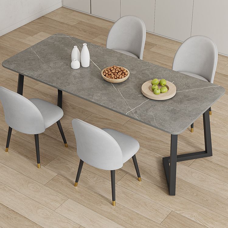 Modern Rectangle Stone Dining Table 1/2/5/7 Pieces Dining Set for Living Room Clearhalo 'Dining Room Sets' 'Dining Tables & Seating' 'dining_room_set' 'furn' 'furn_dining_room_set' 'Furniture' 'Kitchen & Dining Furniture' 1200x1200_186a1bef-5097-4f6f-bc79-72e5e2fab179