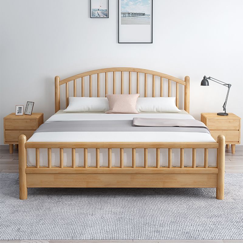 Scandinavian Natural Rubberwood Bed with Arched Slat Headboard Clearhalo 'Bedroom Furniture' 'Beds' 'furn' 'furn_beds' 'Furniture' 1200x1200_186b38a7-95da-42f3-8270-c588eba8d6a7