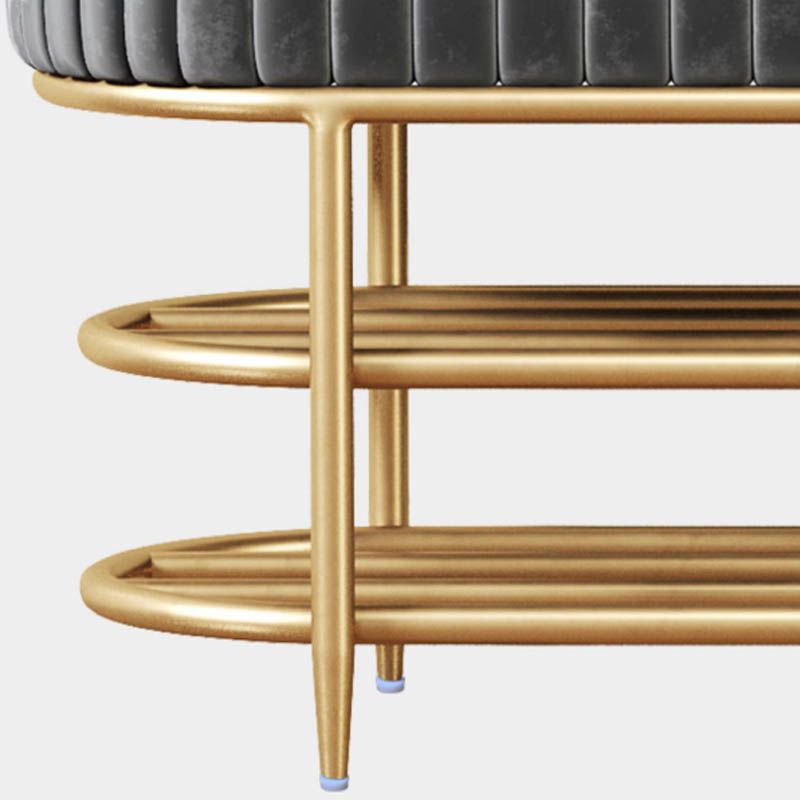 Banco de asiento de metal acolchado de entrada glamoroso con estantes, de 12.5 pulgadas de ancho