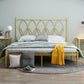 47" Tall Glam Open-Frame Bed Metal Standard Bed with Headboard