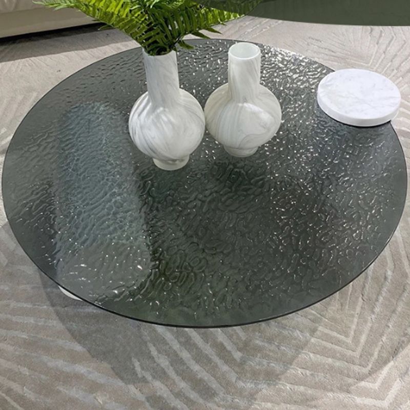 Table basse ronde avec dessus en verre Table de cocktail basse abstraite noire