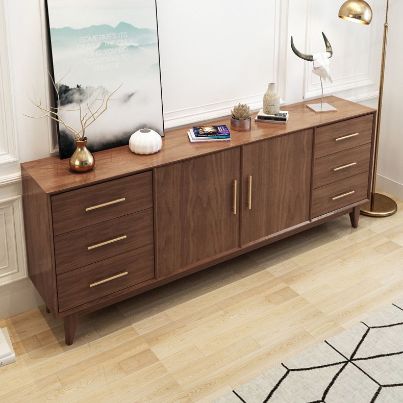Moderne Schränke Sideboard-Buffet Dark Walnut Buffet Tisch mit 6-Dreher und 2-Türen