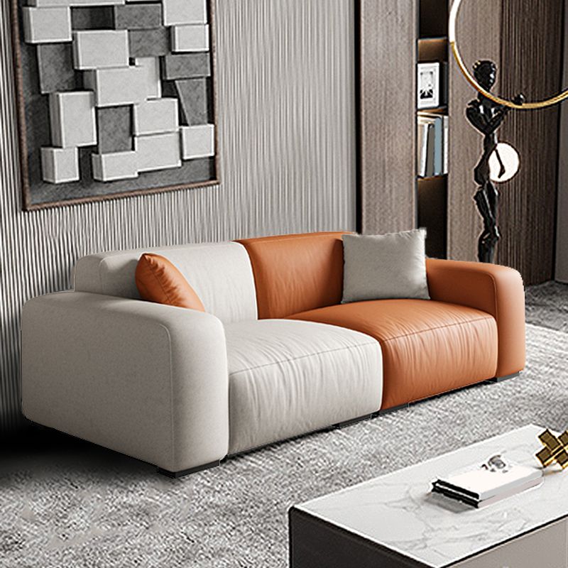 Stain-Resistant Faux Leather Standard Sofa Living Room Square Arm Settee Clearhalo 'furn' 'furn_sofas' 'Furniture' 'furniture_sofas' 'Living Room Furniture' 'Sofa' 'sofas' 1200x1200_187078fa-df3a-46c3-bae2-f4662f167910