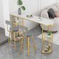 Industrial Free Form Bar Height Table Stone and Iron Bar Table with Storages
