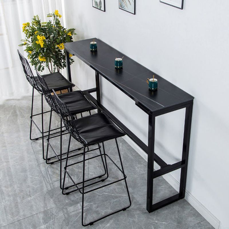 Faux Marble Counter Dining Table Contemporary Metal Base Counter Wine Table