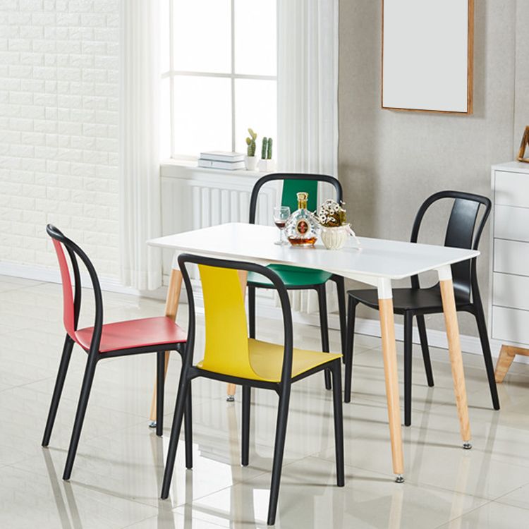 Scandinavian Armless Dining Chairs Plastic Slat Back Side Chairs with Black Legs Clearhalo ' kitchen&dining_furn' 'Dining Chairs' 'Dining Tables & Seating' 'dining_chair' 'Furniture' 'furniture_dining_chair' 'Kitchen & Dining Furniture' 'kitchen' 1200x1200_1874fba5-8689-4051-bebd-72404ecc4e9f