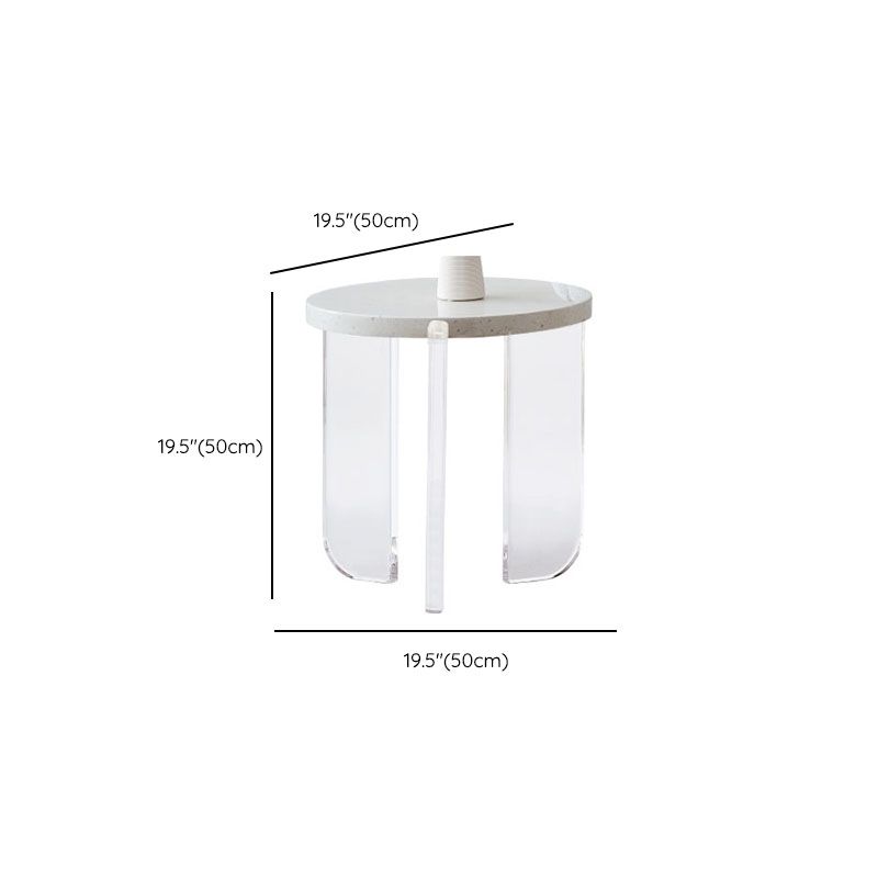 Round White Acrylic Coffee Table Contemporary 3 Legs Cocktail Table