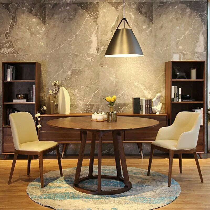 Round Pedestal Simplicity Dining Table Brown Tone Fixed Table with Pinewood Solid Wood Clearhalo 'Dining Tables & Seating' 'Dining Tables' 'dining_table' 'furn' 'furn_dining_table' 'Furniture' 'furniture_dining_table' 'Kitchen & Dining Furniture' 1200x1200_1876709b-1279-45f2-9d30-94cfab8b30c1