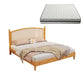 Tropical Brown Panel Bed 46.06" High Rubberwood Bed with Headboard